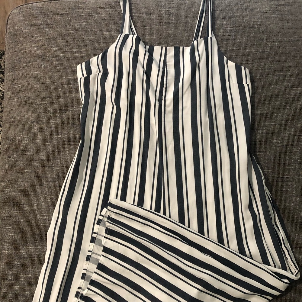 Wide leg striped jumpsuit/ romper